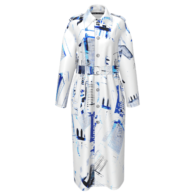 Bluetower print maxi raincoat